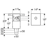 Juego de sifón empotrado Geberit para lavabos, desagüe horizontal: d=50–56mm, G=1 1/4″, d1=32mm, Blanco alpino